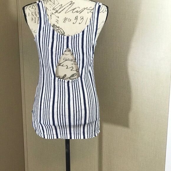 Chaser small sleeveless tank top striped blue/ - Picture 3 of 14